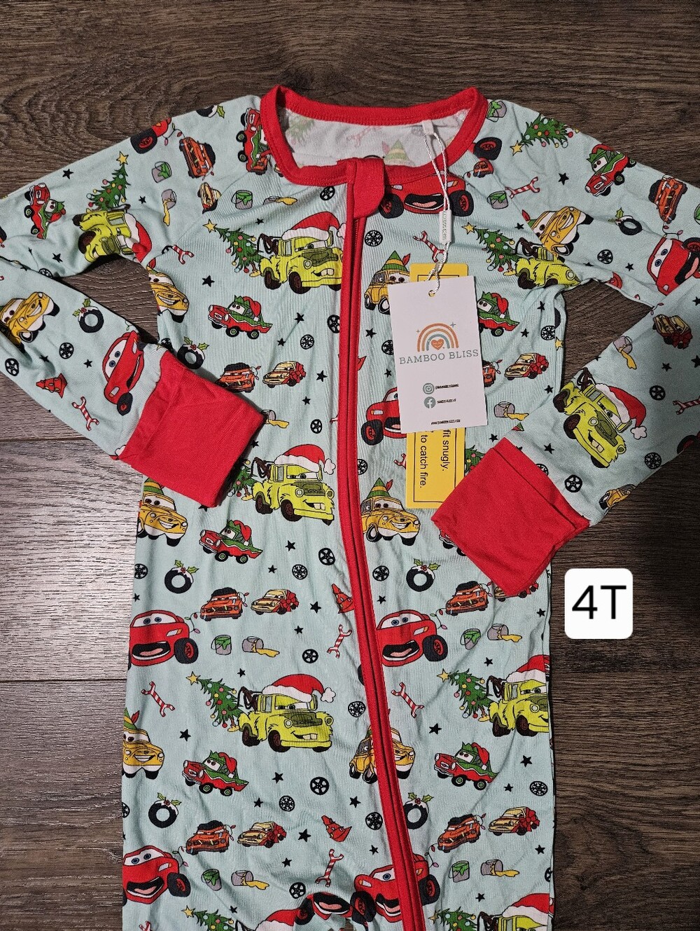 Bamboo Bliss Disney Pixar Cars 4T Christmas Zippy